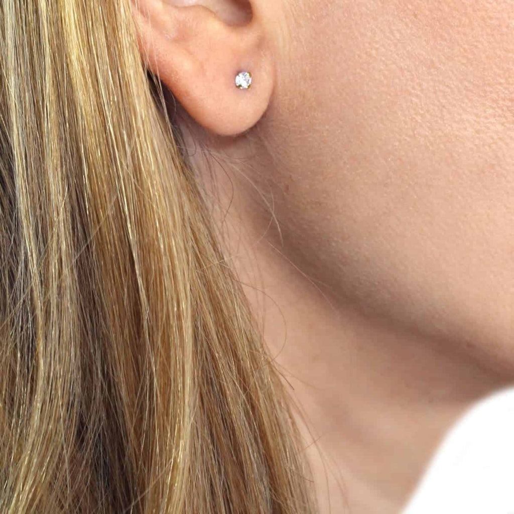 Circle Stone Ball Back Single Stud Earring | Anartxy