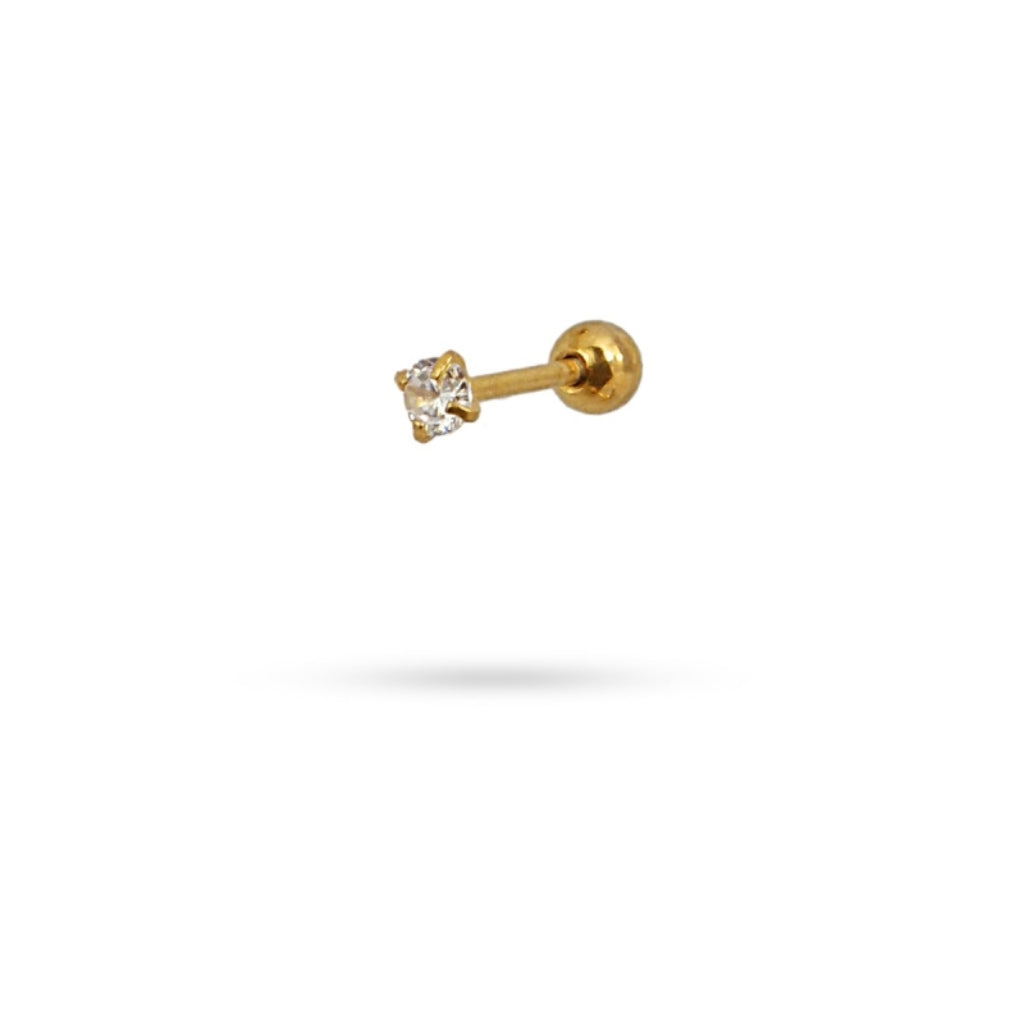 Circle Stone Ball Back Single Stud Earring | Anartxy