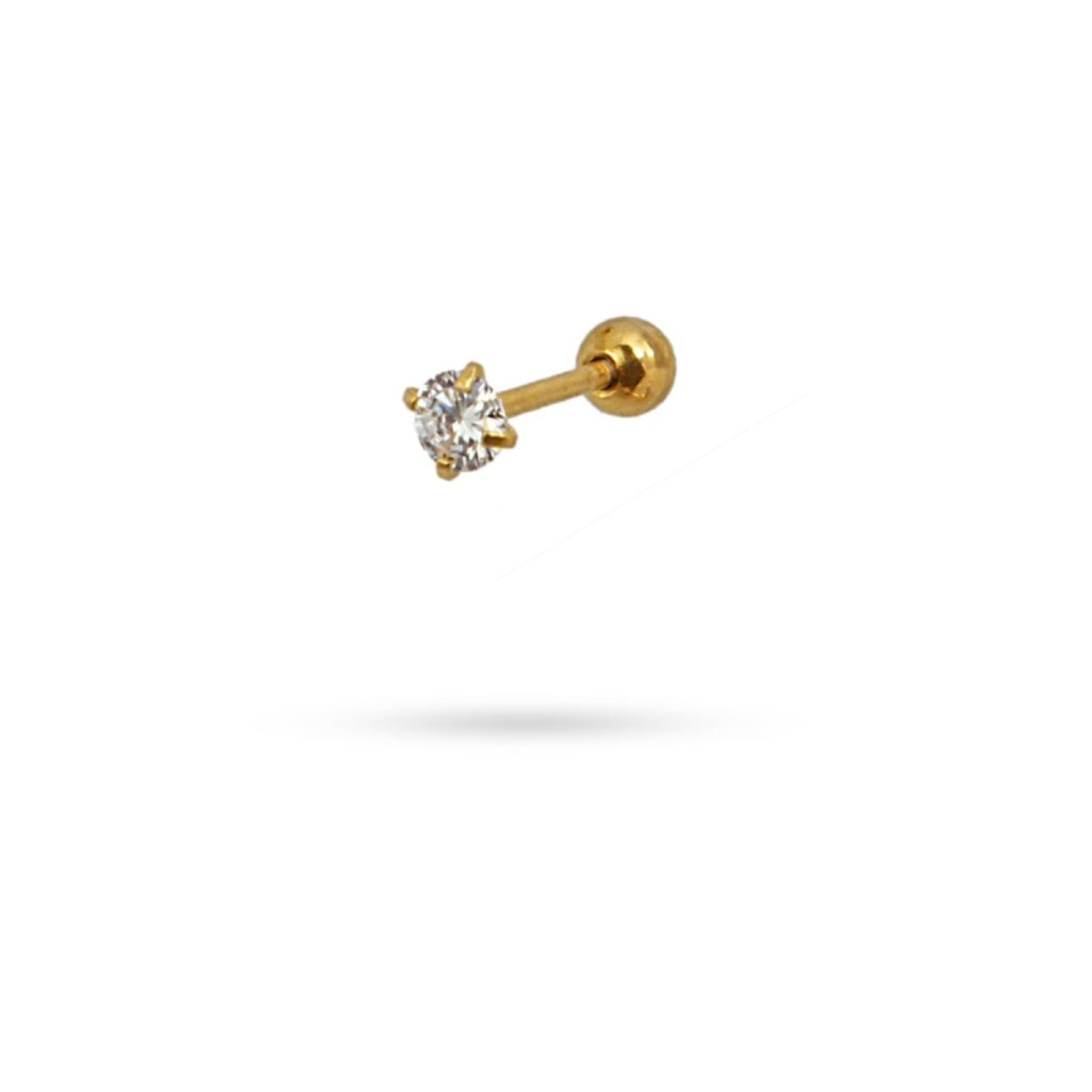 Circle Stone Ball Back Single Stud Earring | Anartxy