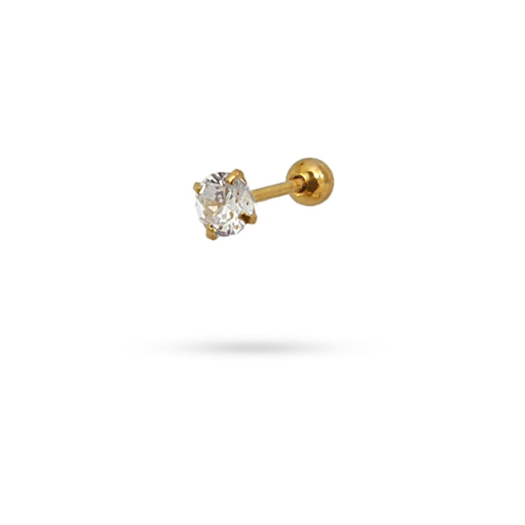 Circle Stone Ball Back Single Stud Earring | Anartxy