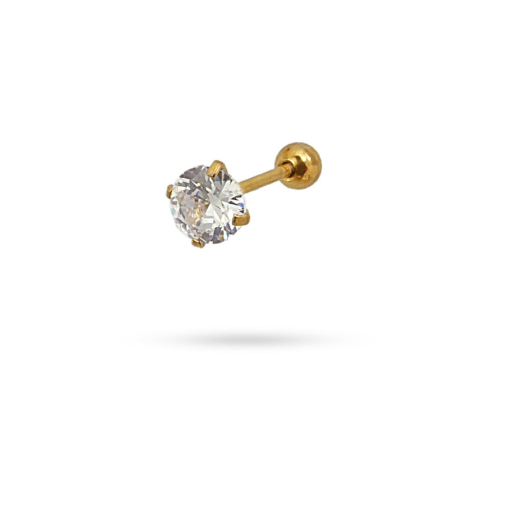 Circle Stone Ball Back Single Stud Earring | Anartxy