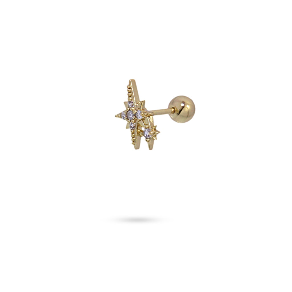 Double North Star Ball Back Single Stud Earring | Anartxy