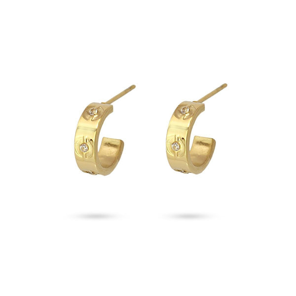 Gold Circle Detail Huggie Stud Earrings | Anartxy