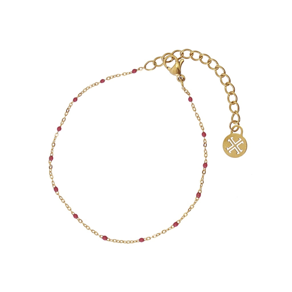 Gold Colour Beaded Chain Bracelet | Anartxy