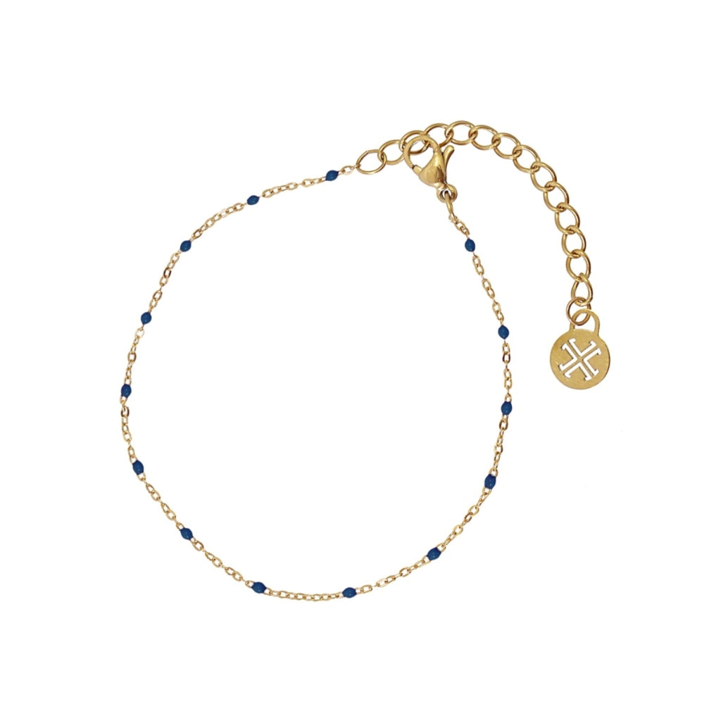 Gold Colour Beaded Chain Bracelet | Anartxy