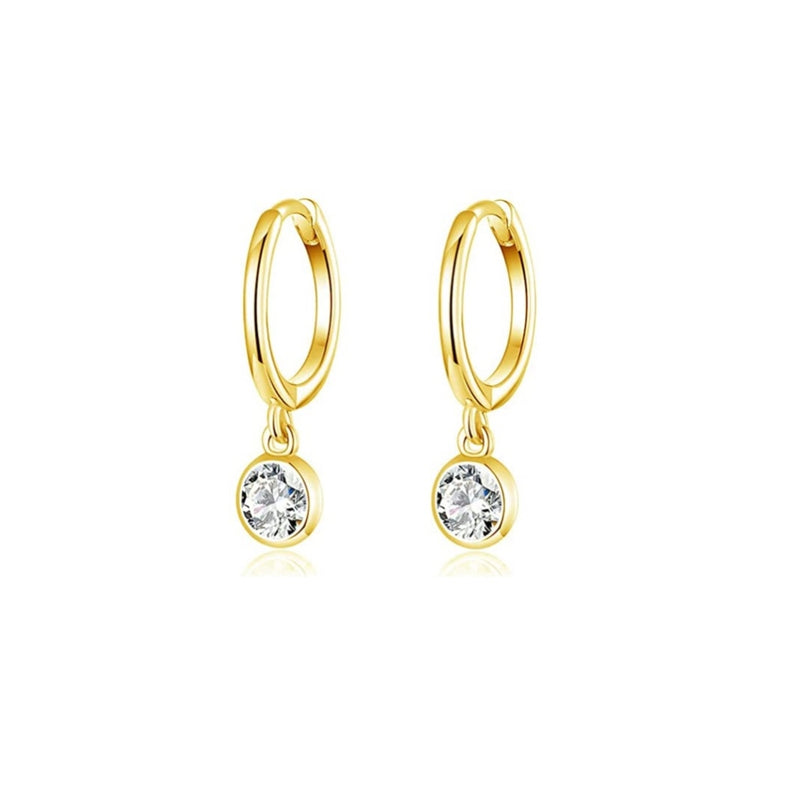 Gold Coloured Stone Charm Earrings