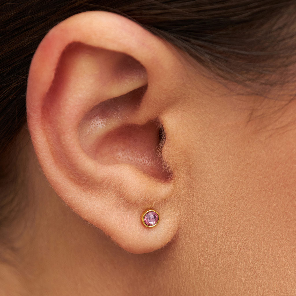 Gold Crystal Circle Single Stud Earring