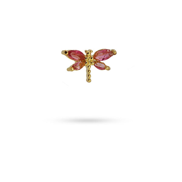 Gold Dragonfly Ball Back Stud Earrings | Anartxy