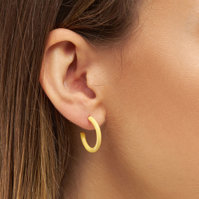 Gold Enamel Coloured Hoop Earrings