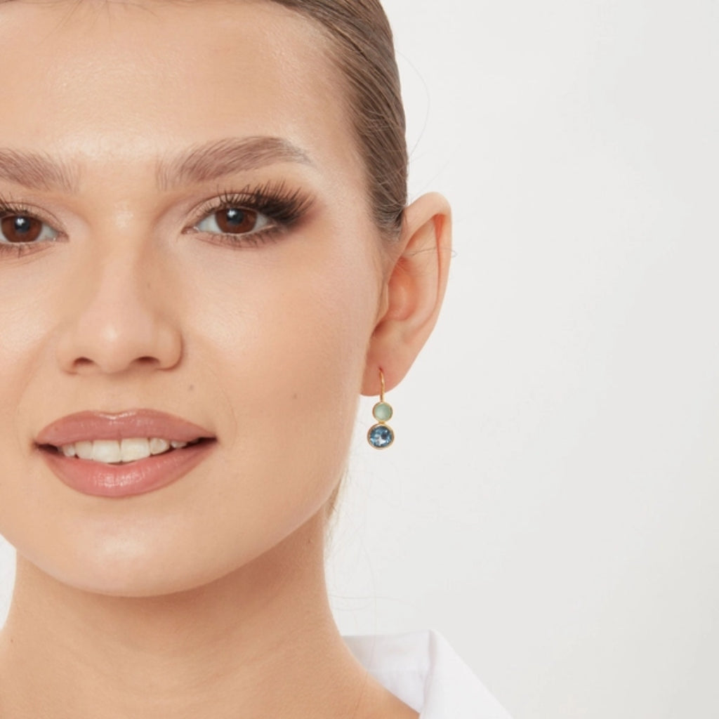 Gold Gemstone Drop Earrings | Delphine | Noyre
