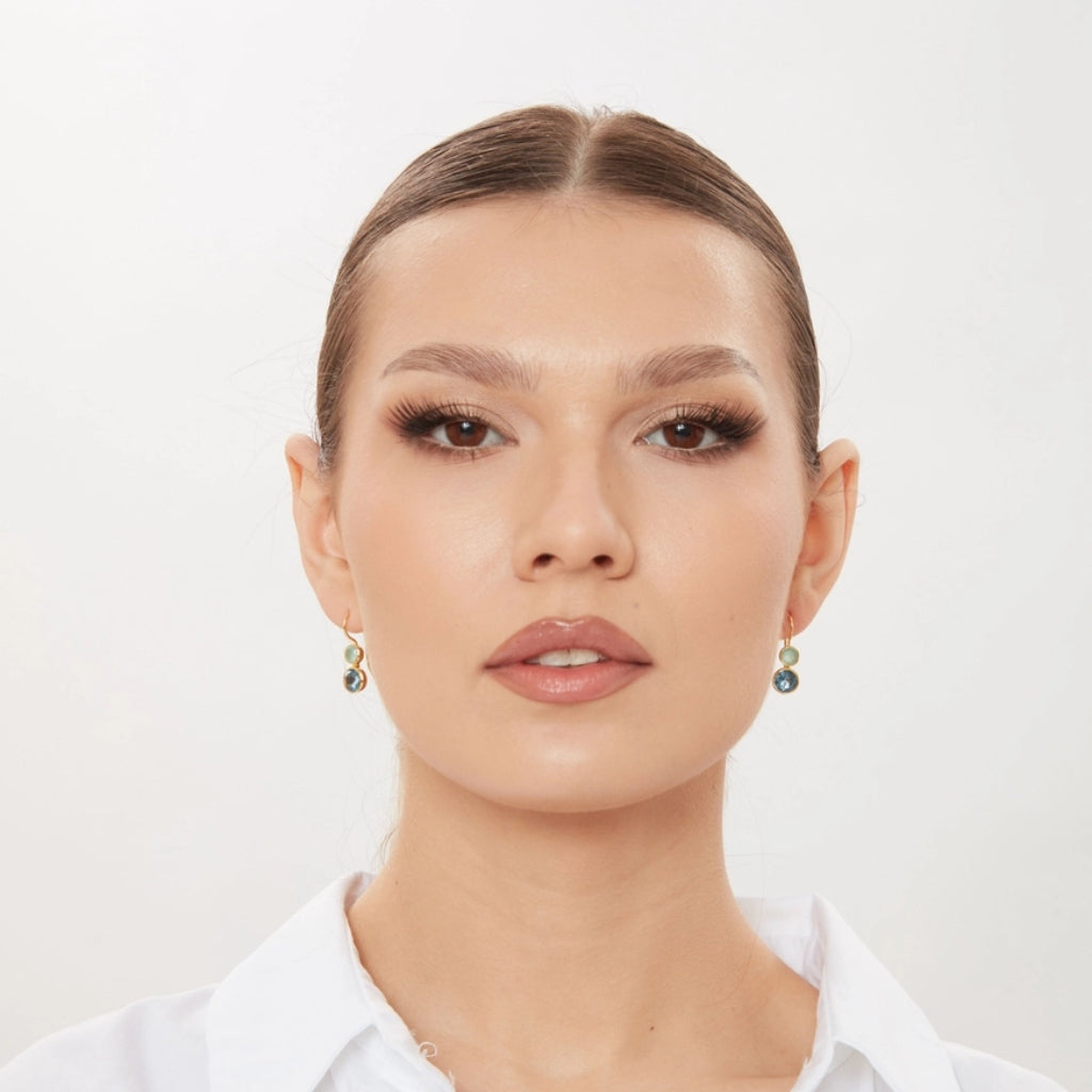 Gold Gemstone Drop Earrings | Delphine | Noyre