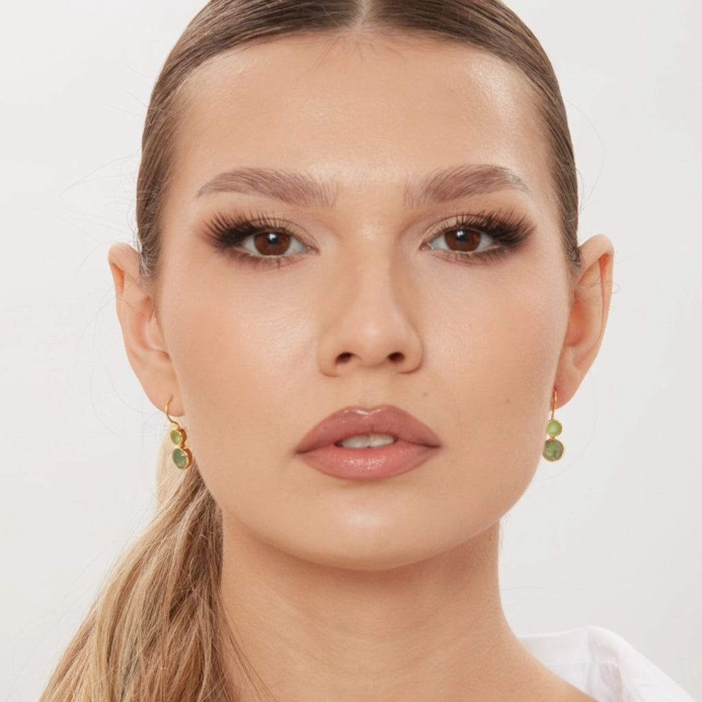 Gold Gemstone Drop Earrings | Delphine | Noyre