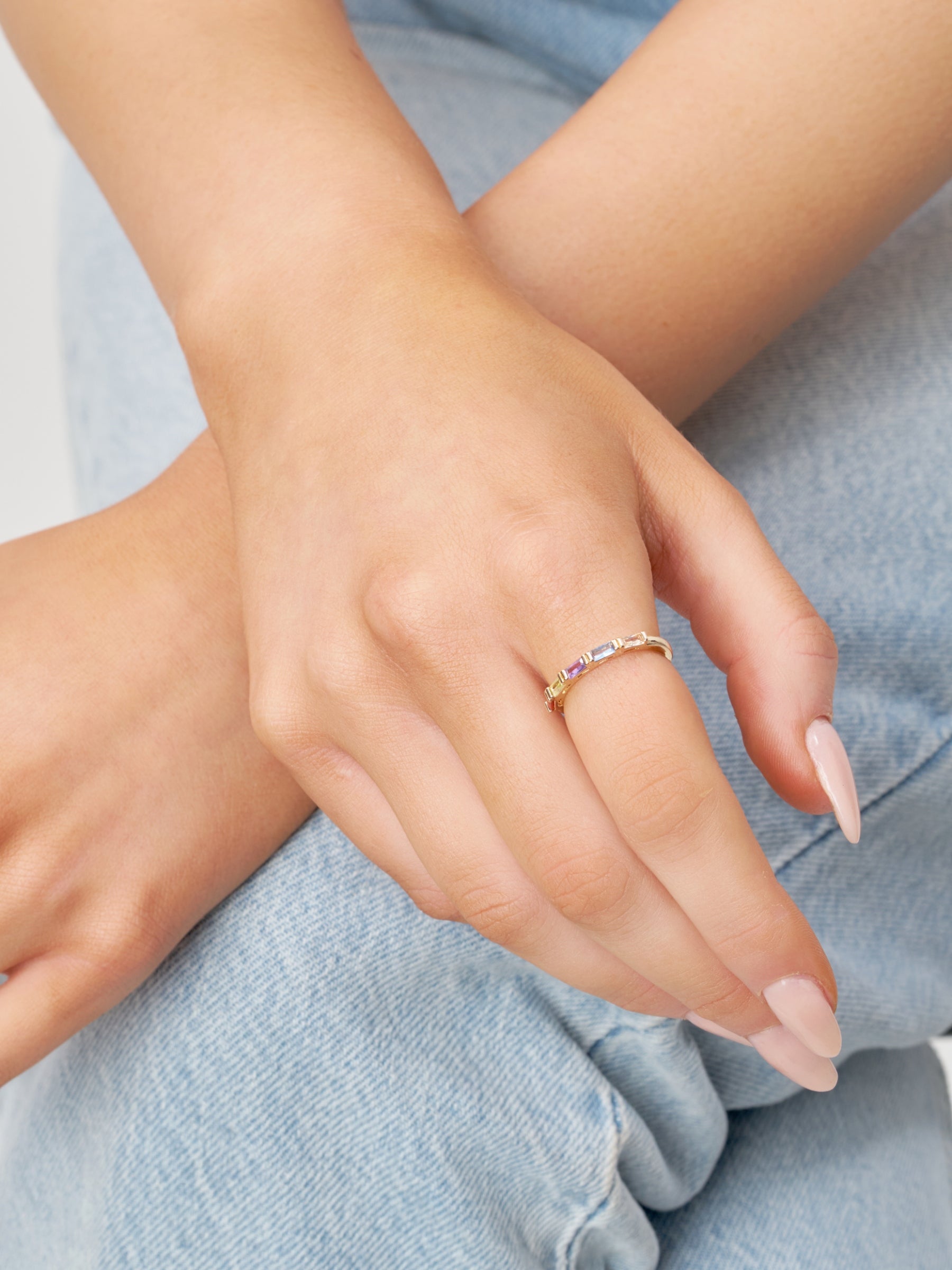 Gold Multi Colour Band Ring | Mira