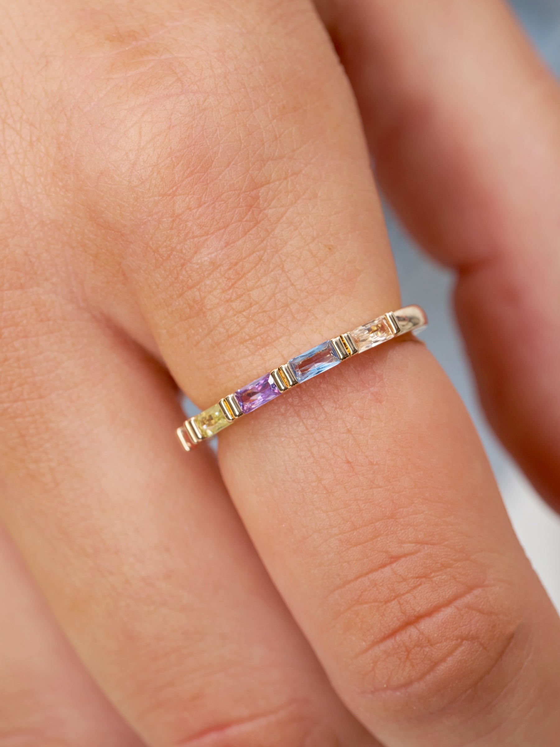 Gold Multi Colour Band Ring | Mira