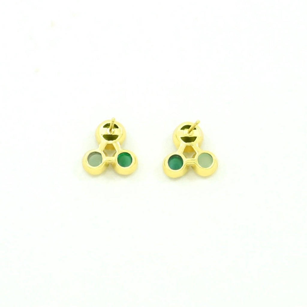 Gold Three Circle Stud Earrings | Ada | Noyre