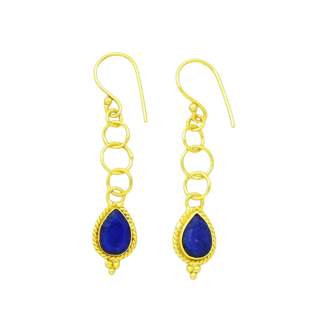 Gold Natural Stone Tear Drop Earrings | Vida | Noyre