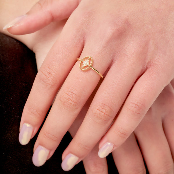 Gold North Star Cut Out Ring