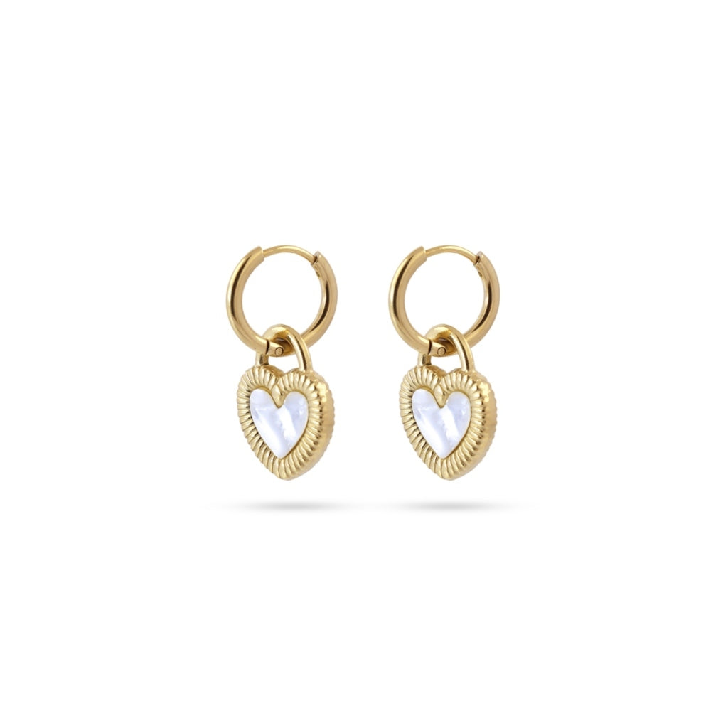 Gold Two Faces Heart Charm Earrings | Anartxy
