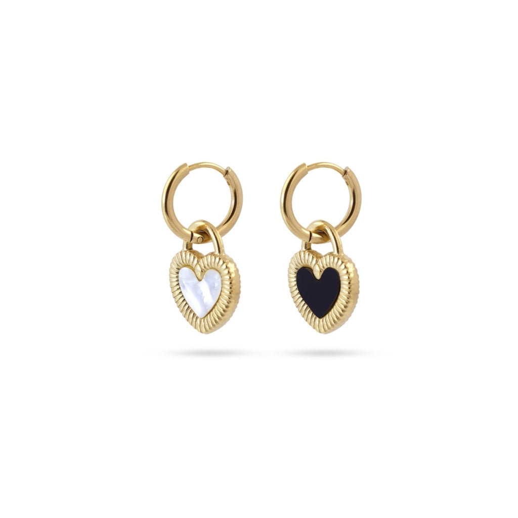 Gold Two Faces Heart Charm Earrings | Anartxy