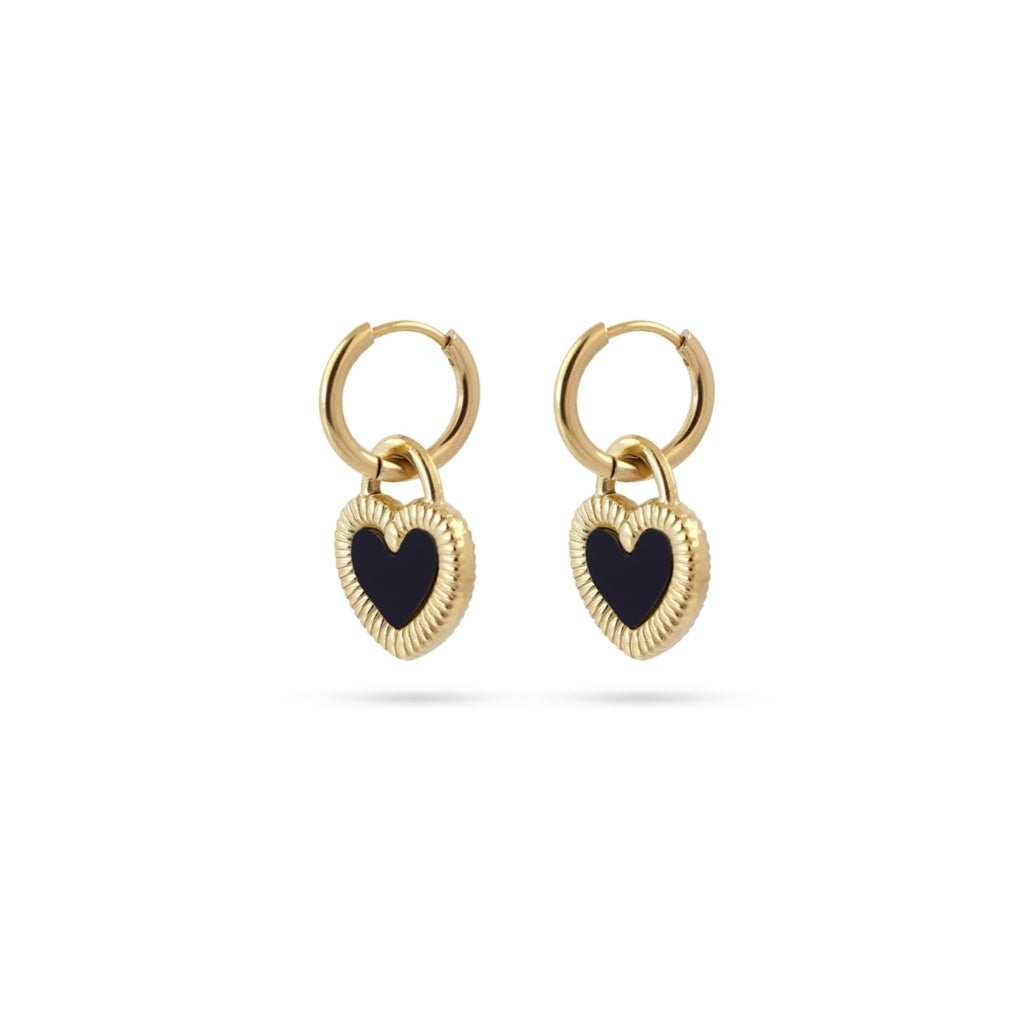 Gold Two Faces Heart Charm Earrings | Anartxy