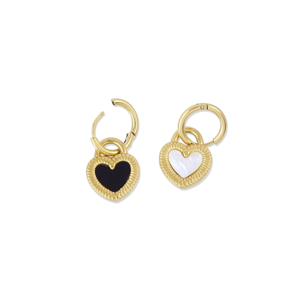 Gold Two Faces Heart Charm Earrings | Anartxy