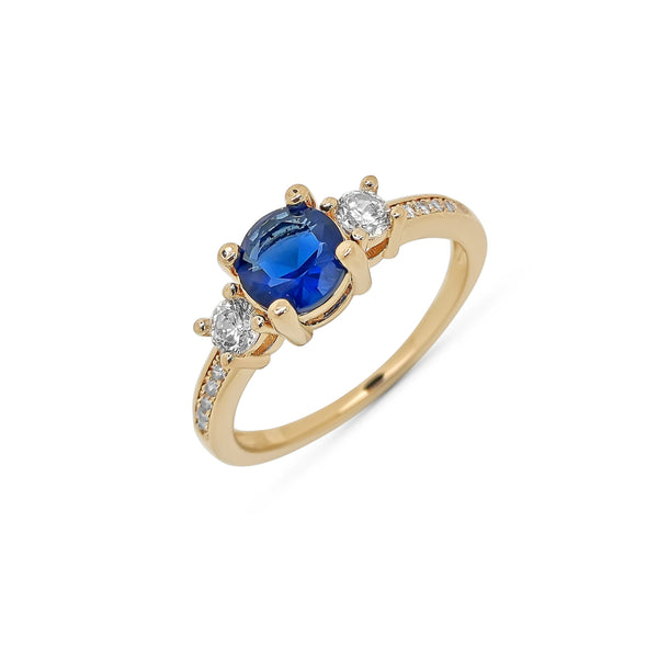 Gold Sapphire Trilogy Ring