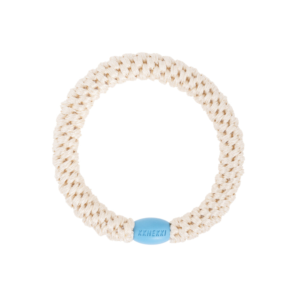 Kknekki Hair Tie | Plain | Ivory & Blue Bead