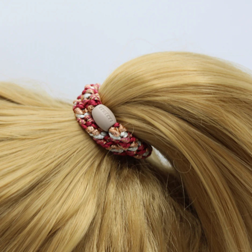 Kknekki Hair Tie | Mix | Raspberry & Ivory Glitter