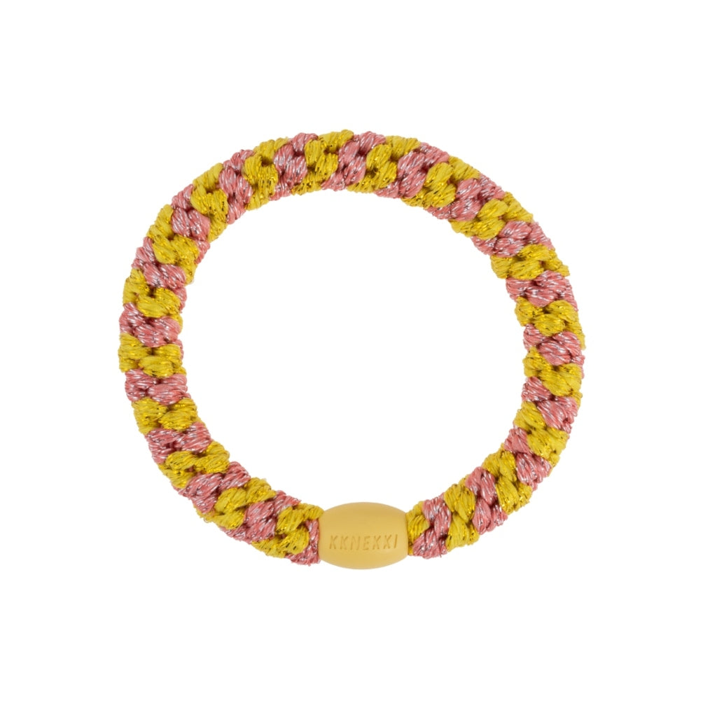 Kknekki Hair Tie | Stripe | Coral Glitter