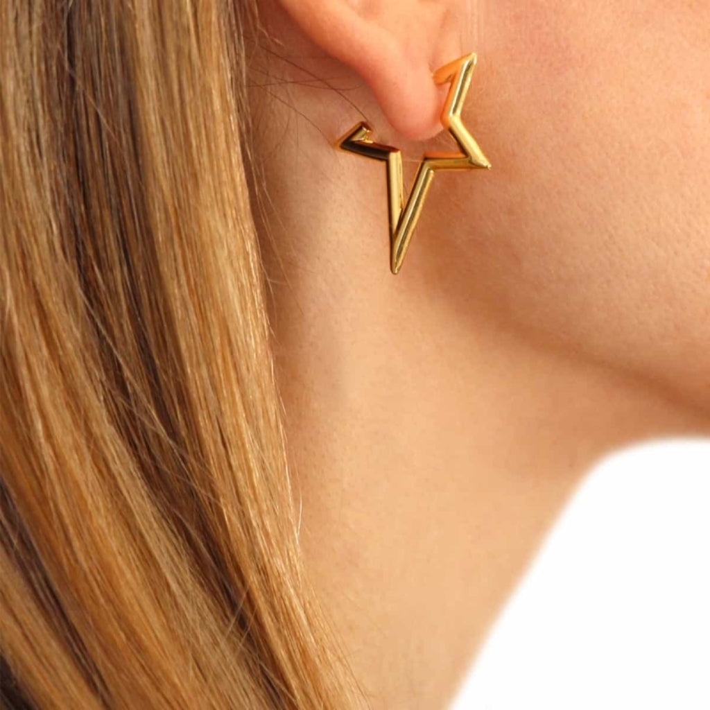 Large Star Hoop Stud Earrings | Anartxy