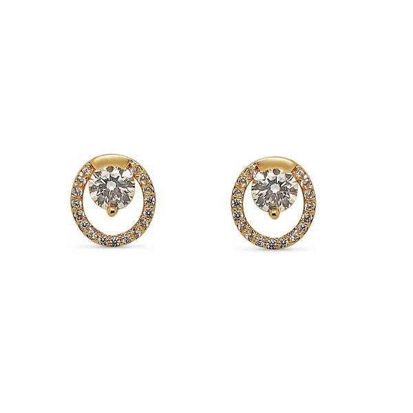 Mari Gold Round Crystal Stud Earrings