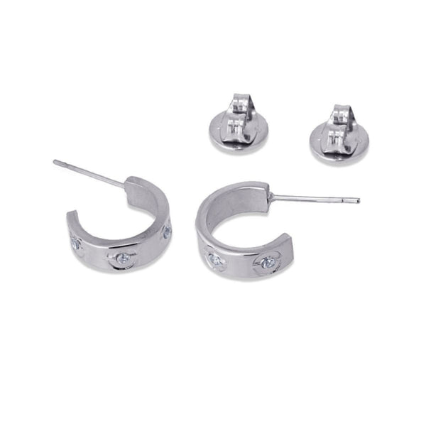 Silver Circle Detail Huggie Stud Earrings | Anartxy