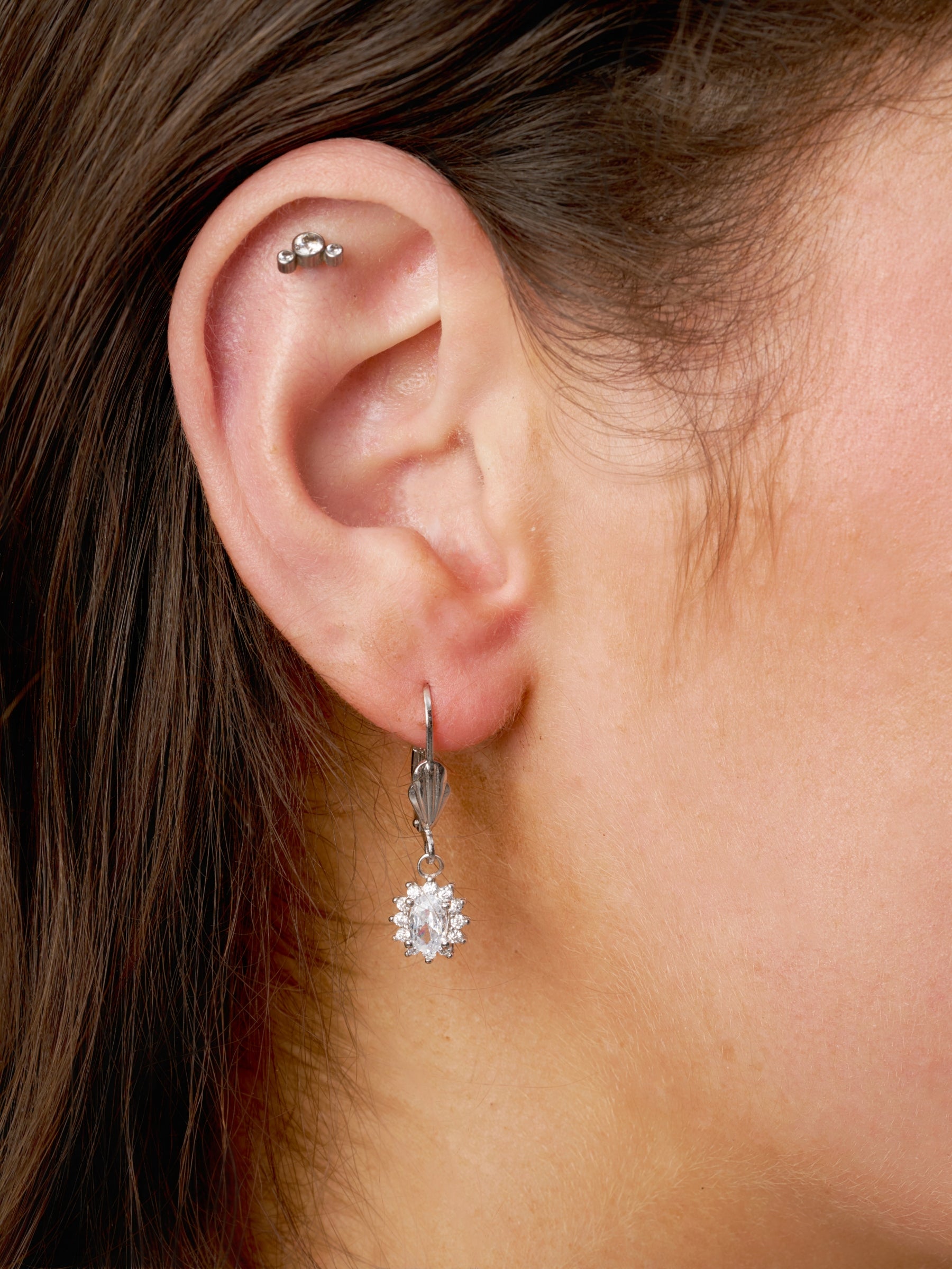 Silver Cluster Drop Earrings | Fleur
