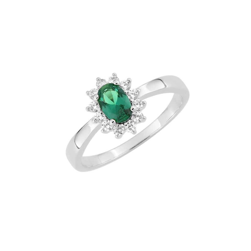 Silver Coloured Stone Cluster Ring