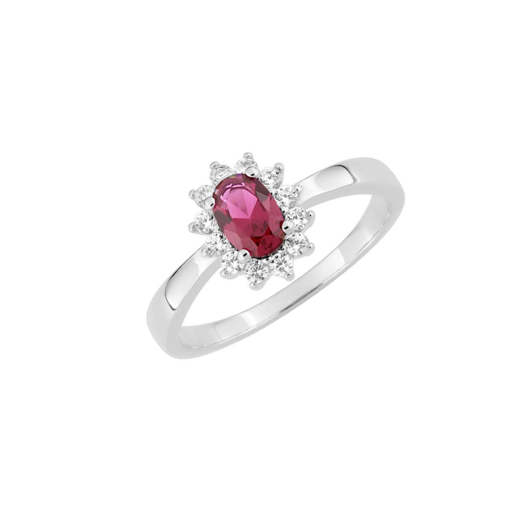 Silver Coloured Stone Cluster Ring