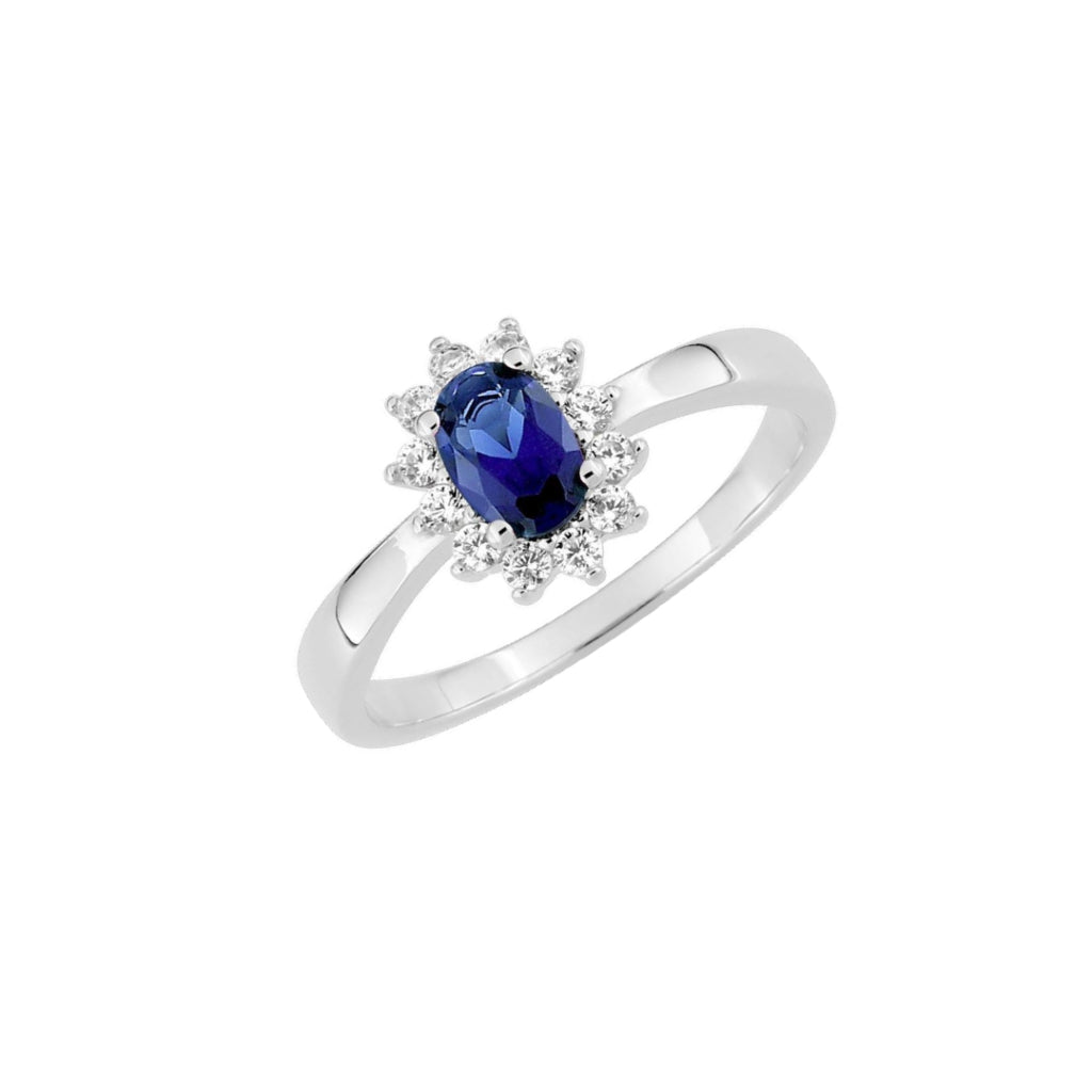 Silver Coloured Stone Cluster Ring