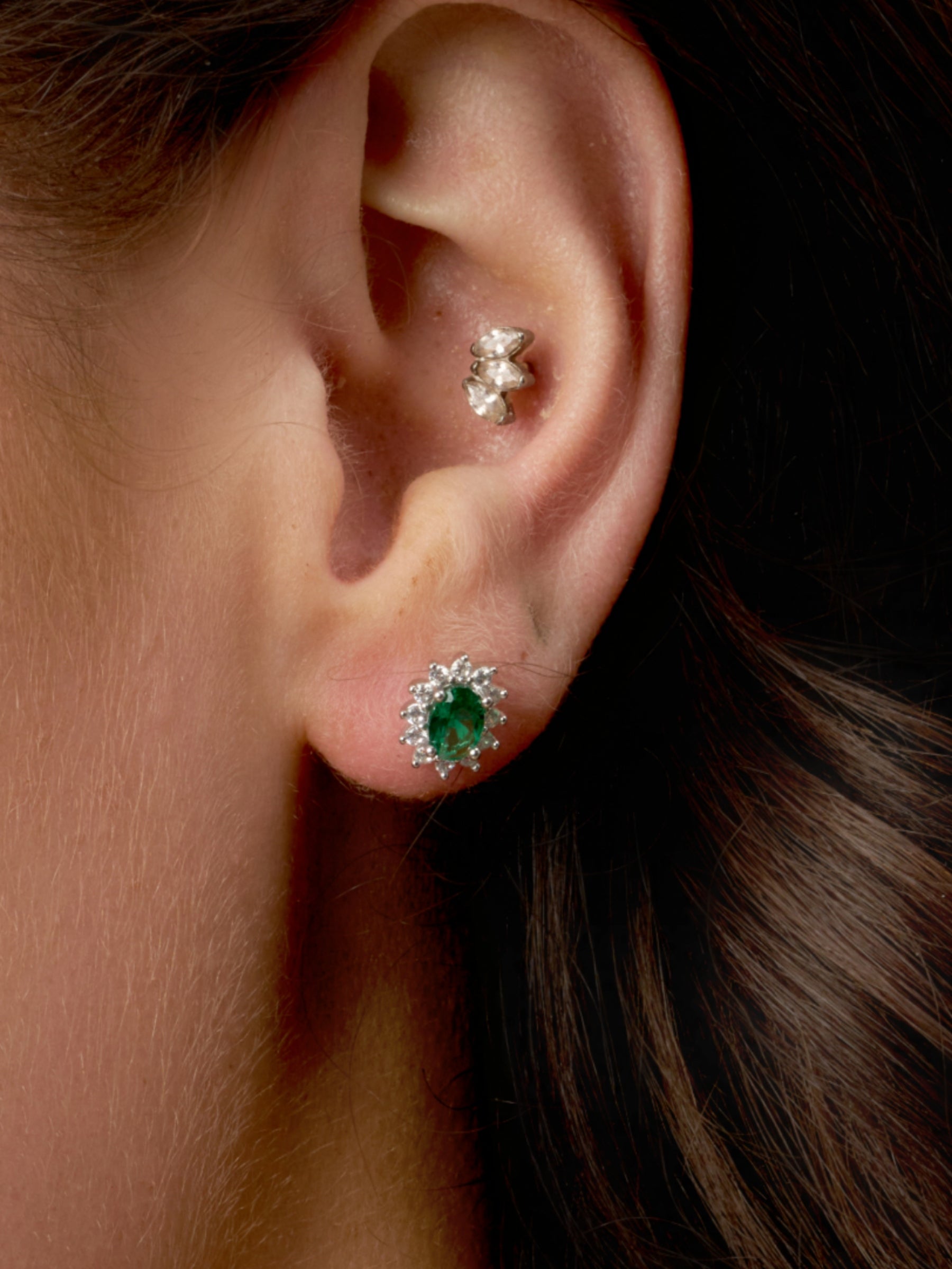 Silver Coloured Stone Cluster Stud Earrings | Bastia