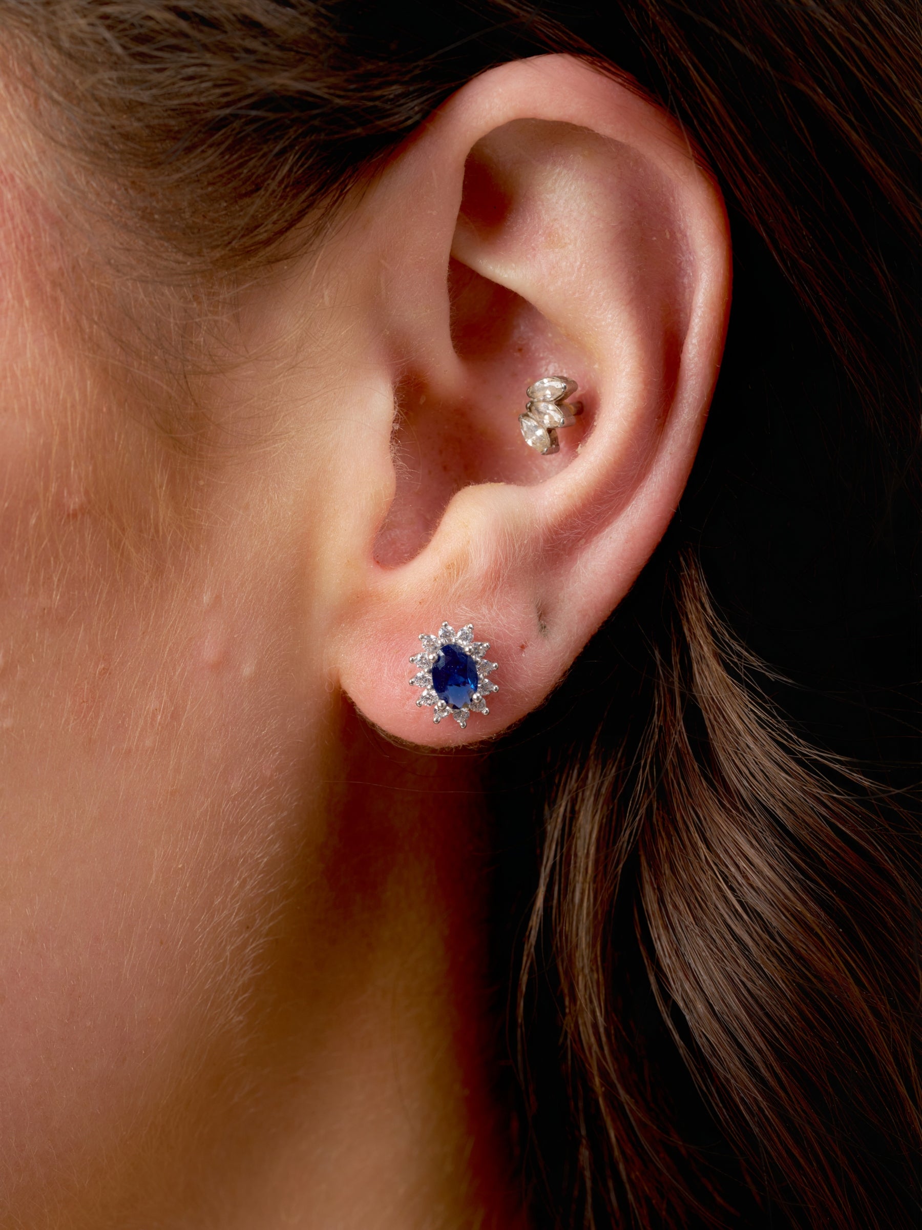 Silver Coloured Stone Cluster Stud Earrings | Bastia