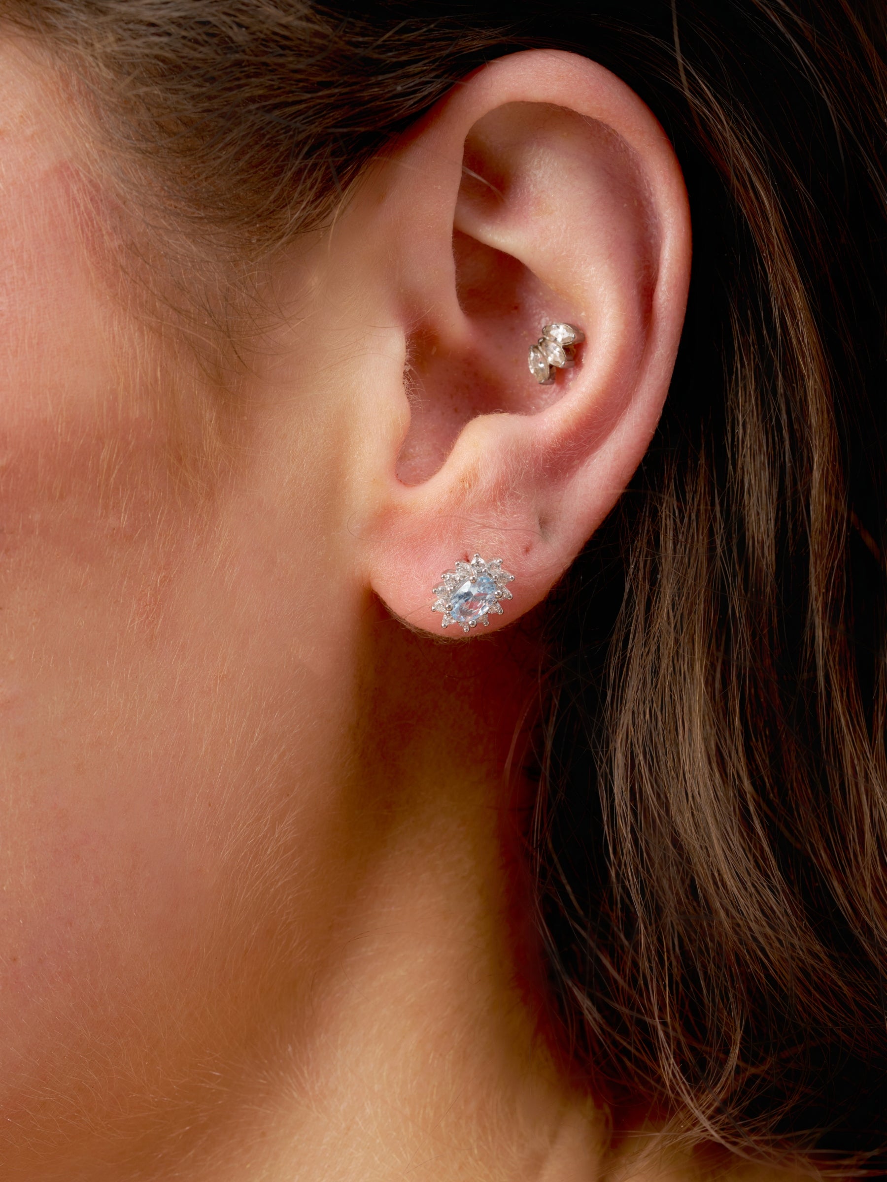 Silver Coloured Stone Cluster Stud Earrings | Bastia