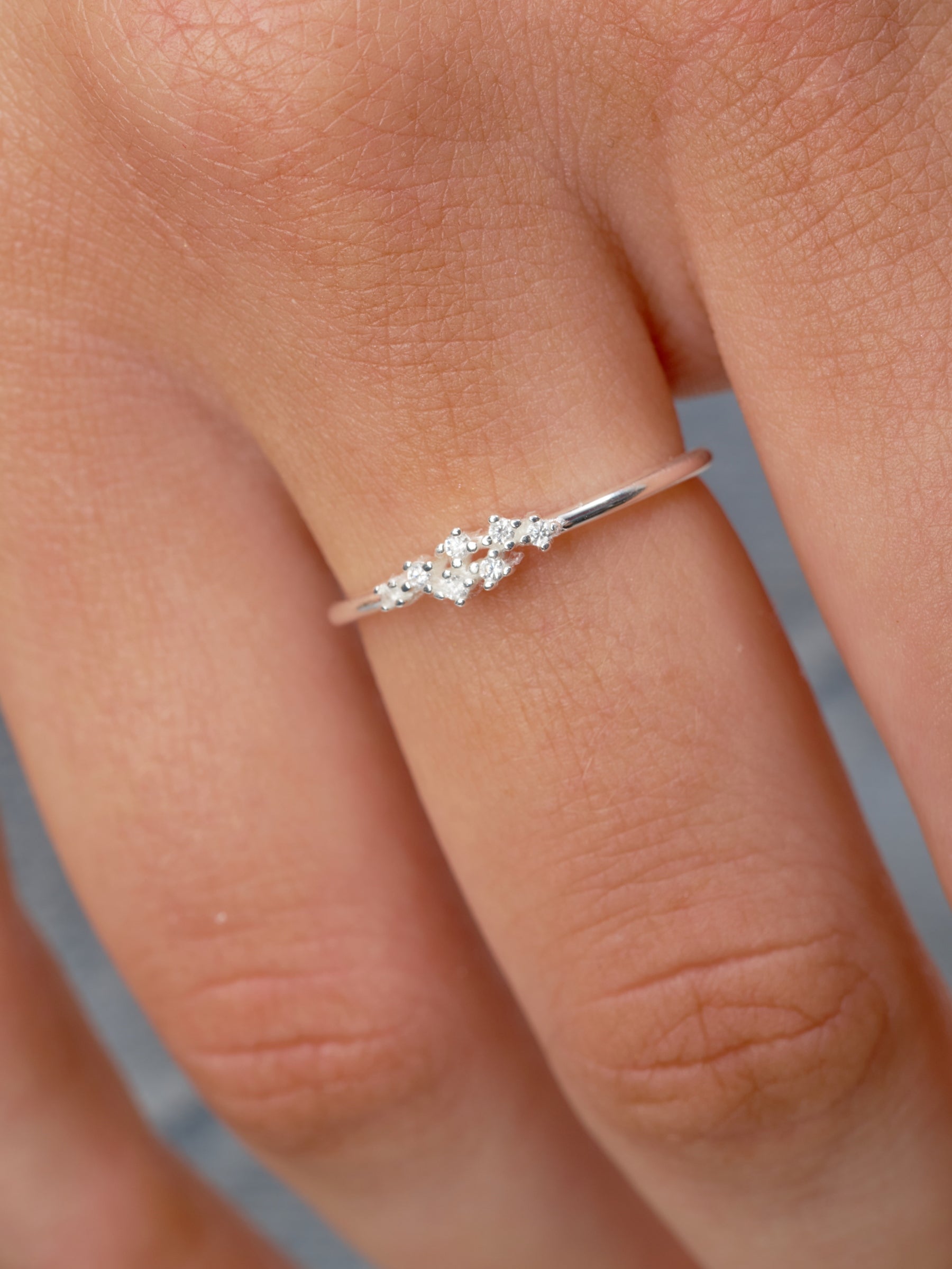Silver Dainty Multi Stone Ring | Aelis