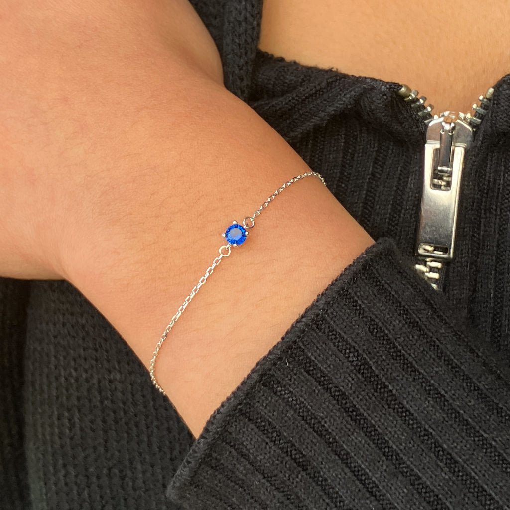 Silver Delicate Coloured Stone Bracelet