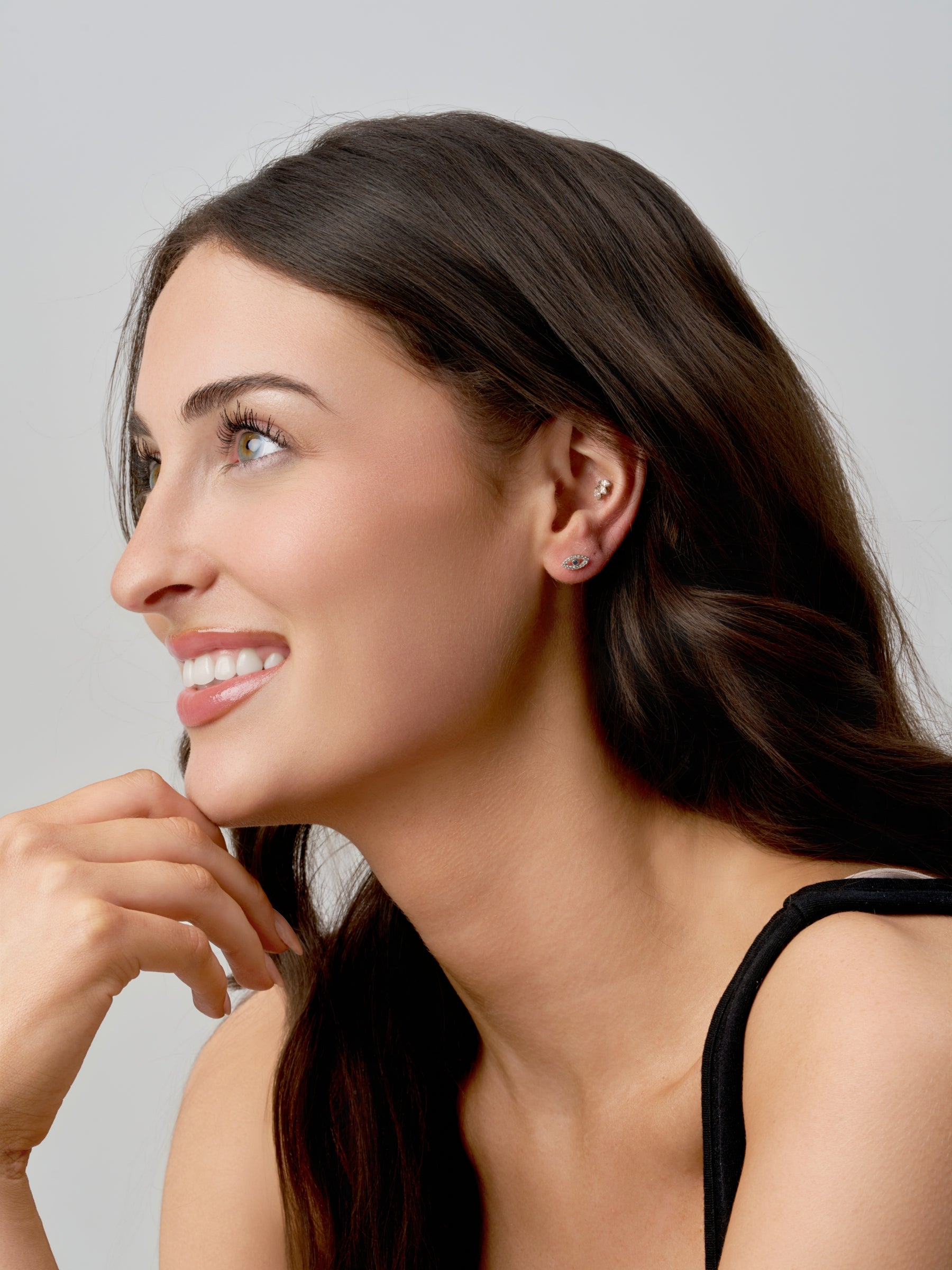 Silver Evil Eye Stud Earrings | Ceci