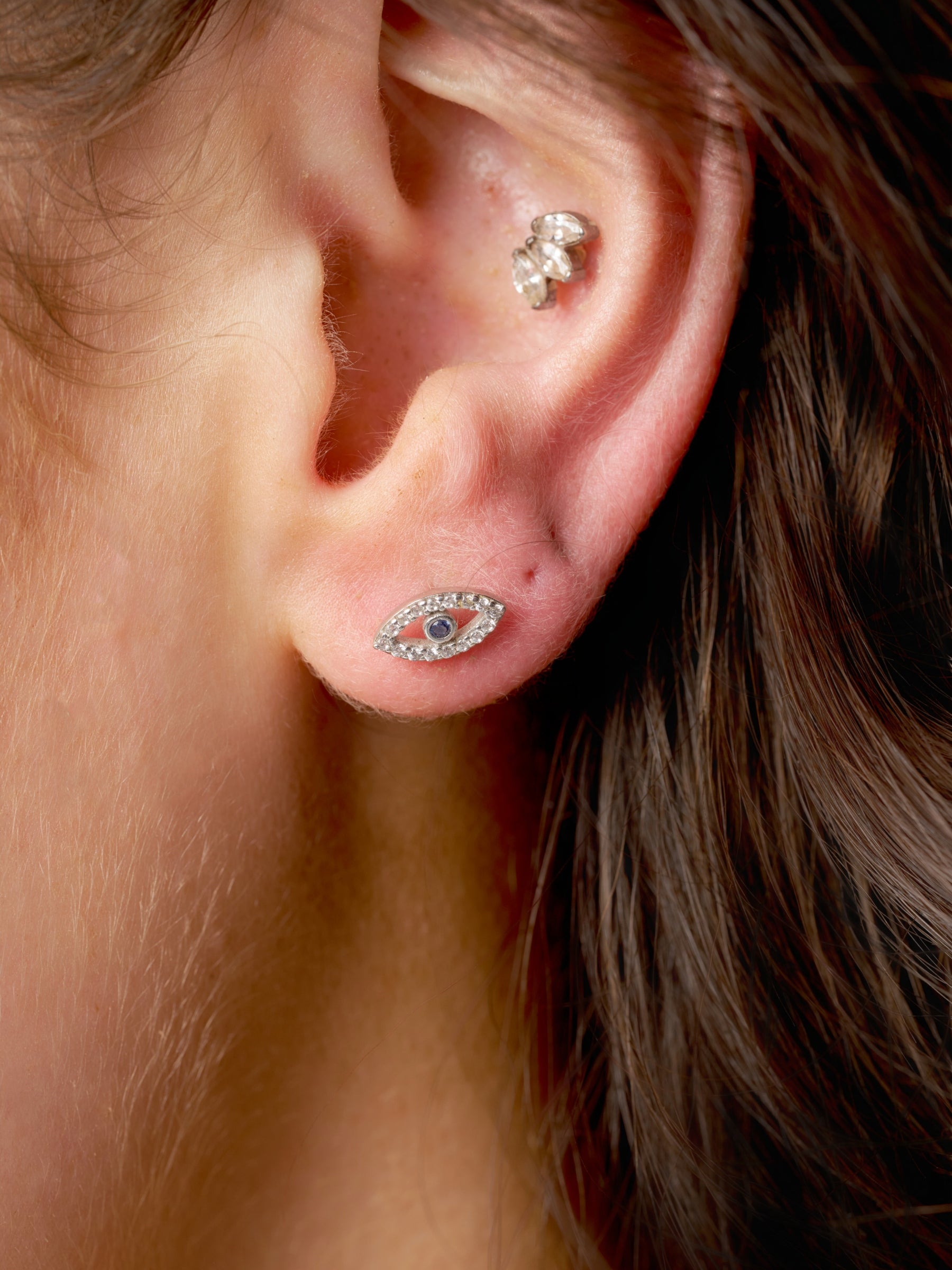 Silver Evil Eye Stud Earrings | Ceci