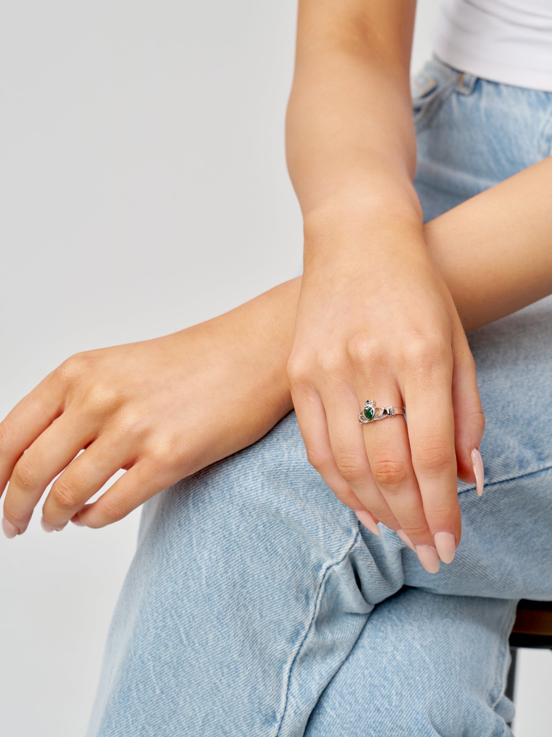 Silver Gemstone Claddagh Ring | Riona