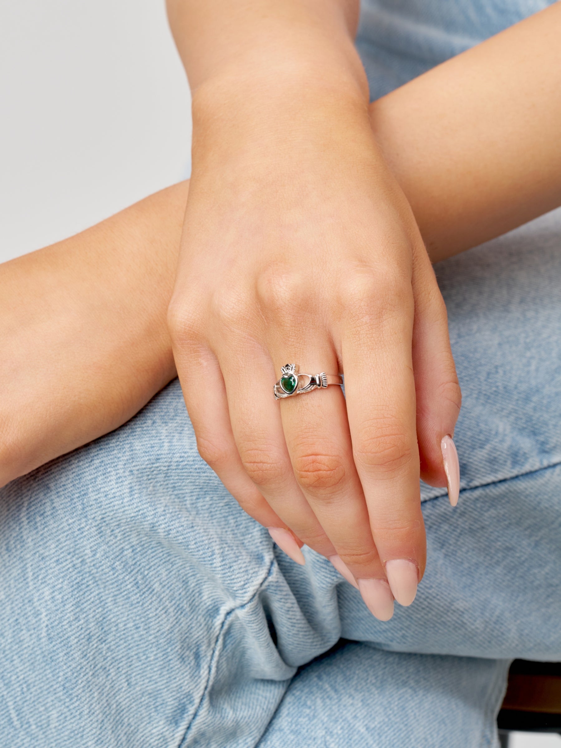 Silver Gemstone Claddagh Ring | Riona