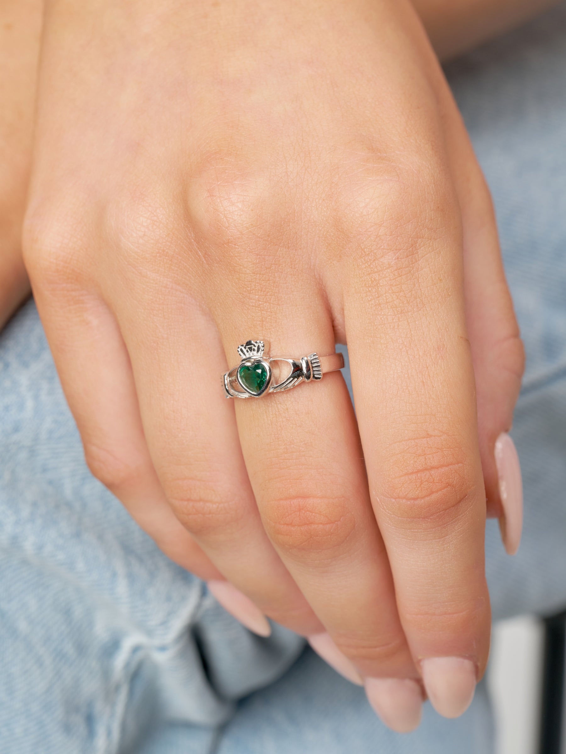 Silver Gemstone Claddagh Ring | Riona
