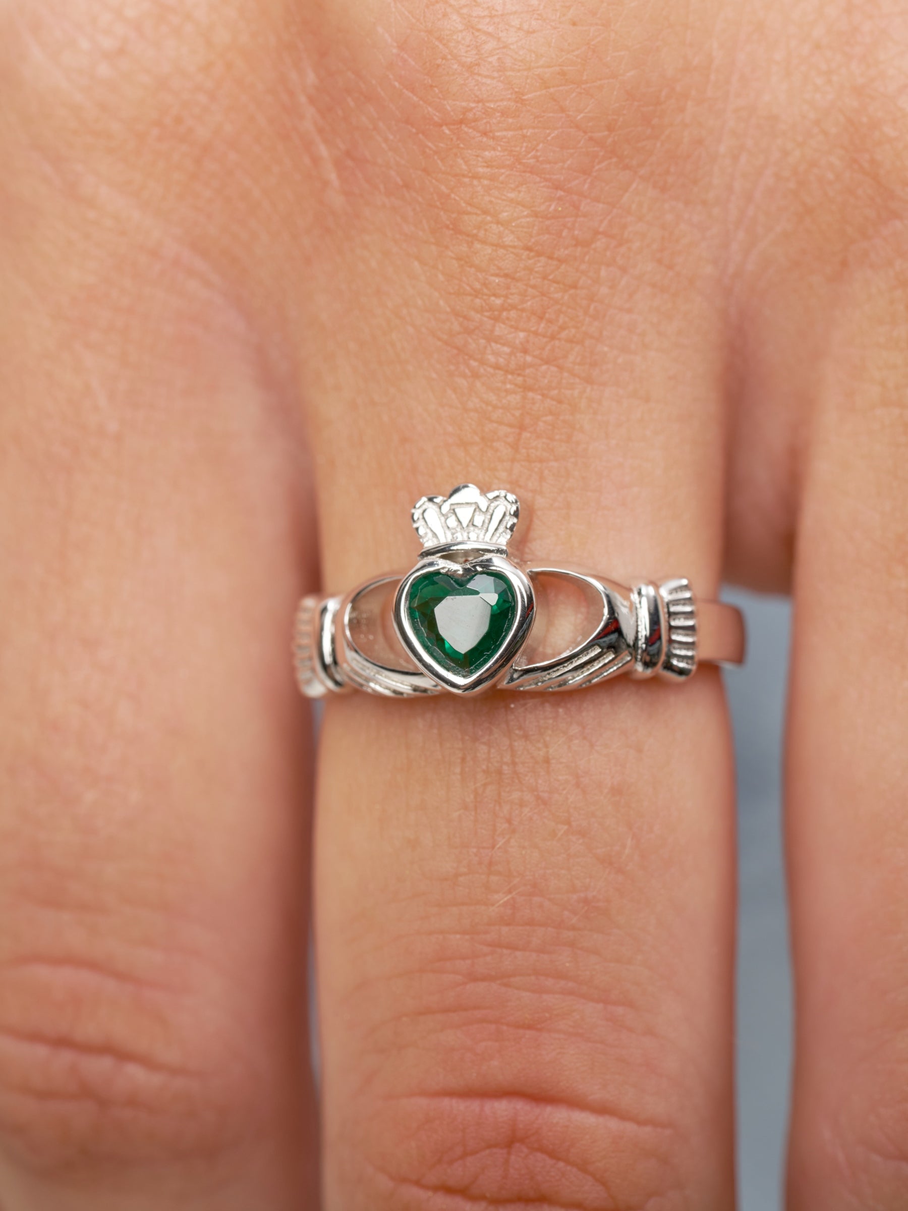 Silver Gemstone Claddagh Ring | Riona