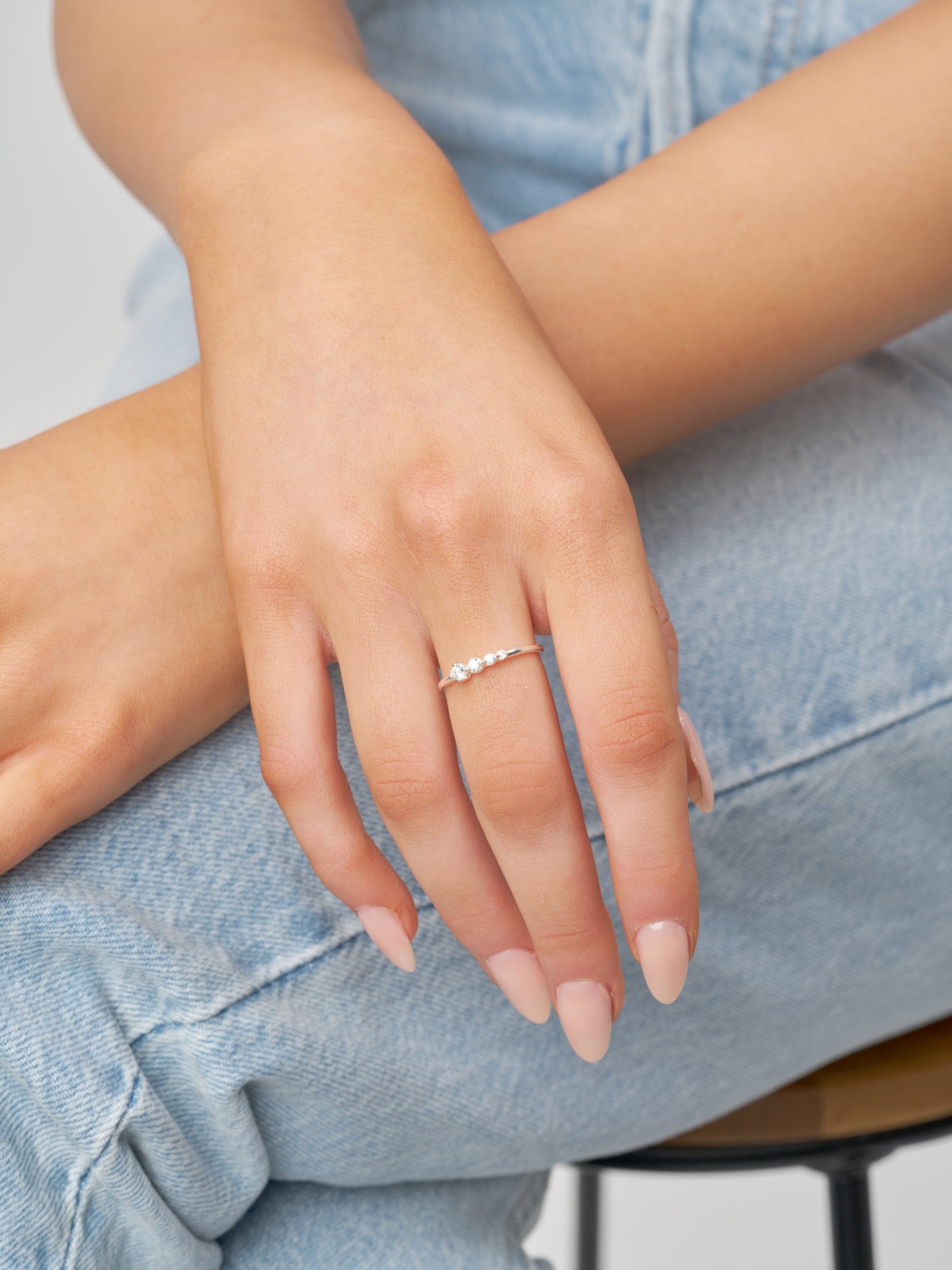 Silver Graduated Multi Stone Ring | Koti