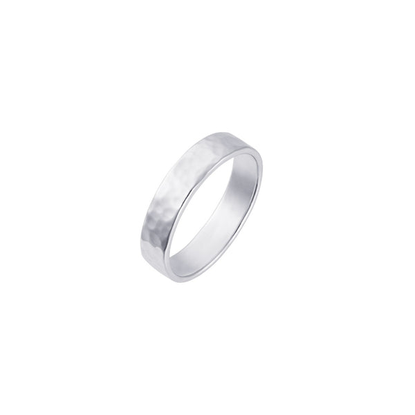 Silver Hammered Band Ring 