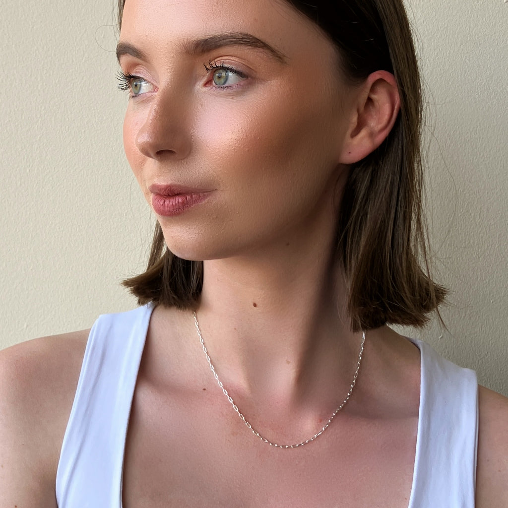 Silver Paperclip Chain Necklace